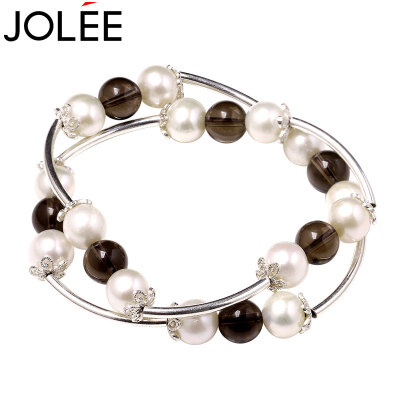 

Yulan JOLEE tea crystal freshwater pearl bracelet S925 silver bracelet fashion Korean version of the hand to send girlfriend girlfriend honor his wife gift brown color