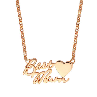 

Yoursfs@ 18K Rose/White Gold Plated Letter Best Mum Heart Necklace Chain Best Mother's Day Gift