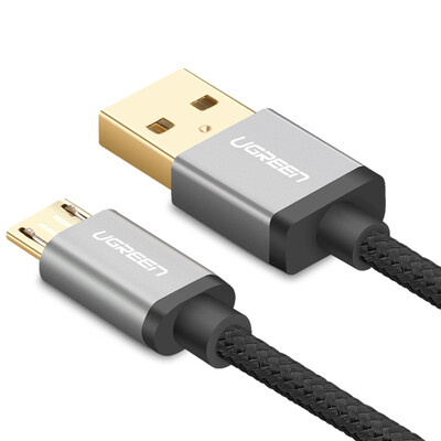 

Andrews телефонные линии с зеленым 2A быстрой зарядкой Micro USB зарядного устройство жильного кабелем плетеного питания к Huawei просу Samsung OPPO / виво 1,5 метров Black 30651