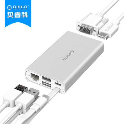 

ORICO ADS2 Разделитель типа C Многофункциональный док-концентратор HUB Apple Wind USB3.0 / RJ45 / HDMI / VGA-адаптер Silver