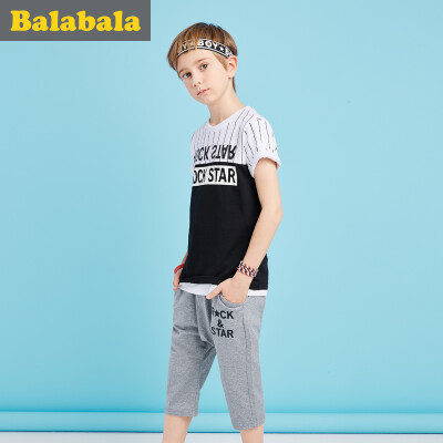 

Balabala BALABALA male middle boy short sleeve suit big child clothes two-piece sleeve half sleeve 22192161102 orange red 140