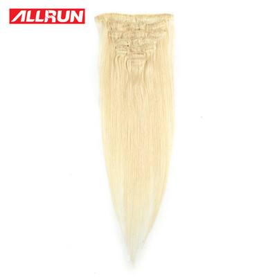 

Allrun Clip In Hair #60 #613 Blonde Brazilian Hair Clip In Human Hair Extensions Straight 70g 7pcs 16 Clips Free Shipping
