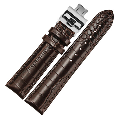 

NP01 18mm Watchband Women And Men With Silver Butterfly Buckle Calfskin Watchstrap black/brown/dark brown
