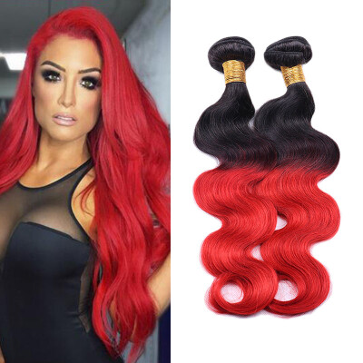 

Body Wave Ombre 1b/Red Brazilian Hair Weave Bundles Non-remy Hair Extensions Only One Bundle Tissage Bresilienne