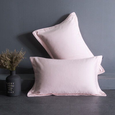 

Time luxury (turqua) pillowcase long-staple cotton cotton cotton simple solid color light luxury single pillowcase without core pink 7cm border a pair of equipment 48 * 74cm