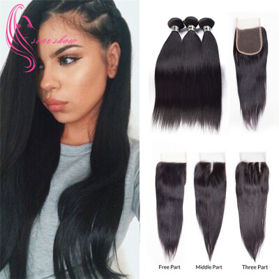 

8A Mongolian 3 Bundles With 4x4 Closure Straight Hair Wet And Wavy Unprocessed Human Hair Nice Pattern Fast Shipping