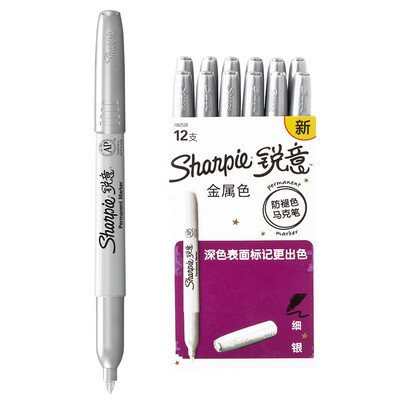

Sharpie sharpie anti-fade mark pen fine silver paper box 12 loaded