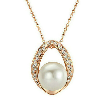 

Yoursfs@ 18K Rose Gold Plated With Austrian Crystal Charms Pearl Necklace