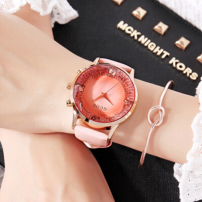 

2017 New Fashion Big Diamond Watches Beauty Crystal Lady Watch Luxury Rose Gold Leather Starps Watch Lords and Ladies Womens