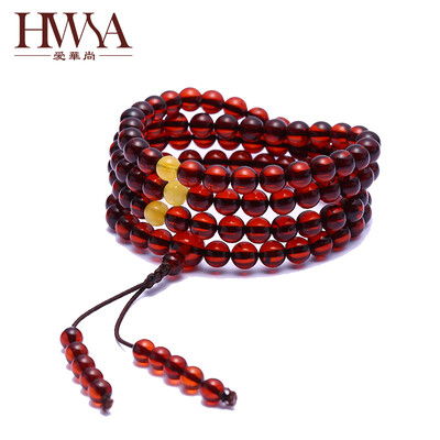 

Ai Huashang HWSA 108 blood mouse hand string 5-55mm amber Buddha beads chain certificate