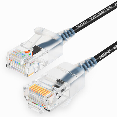 

Shanze SAMZHE super six types of fine diameter CAT6A high purity oxygen-free copper network soft jumper 15 m black 8-core twisted-pair high-speed ultra-6 type RJ45 network cable SZH-6150