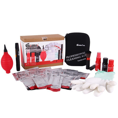 

Rima EIRMAI KT-1002 SLR Camera Cleaning Kit Storage Bag Brush Cleaning Liquid Wet&Dry Paper Lens Brush Blowing Dust Clean Gloves Cleaning Cloth Set