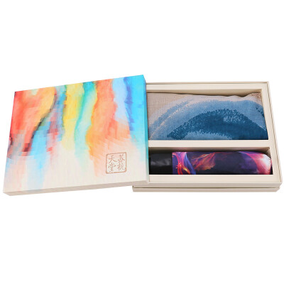 

Paradise umbrella gift box set with three folds of small black umbrellas&umbrellas blue wool long scarf