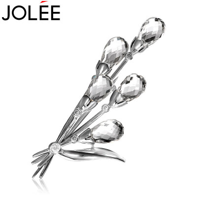 

Feather JOLEE brooch S925 silver natural crystal brooch pin fashion dress accessories to send his girlfriend honor wife gift white