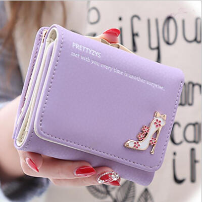 

New short wallet girl lovely paint wallet three fold high heels women's wallet