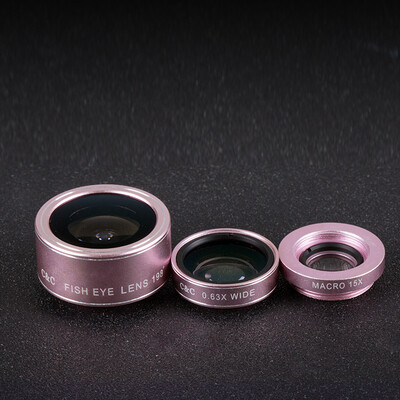 

C & C mobile phone lens wide-angle three-in-one suit Apple universal camera SLR external camera HD 063 rose gold