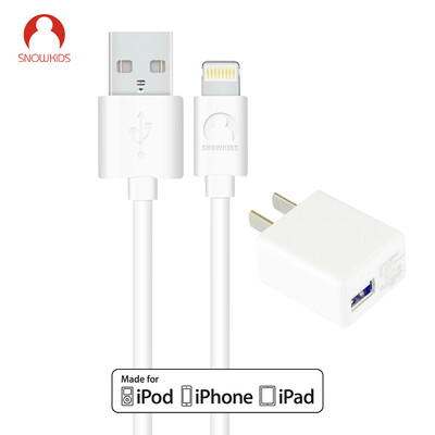 

Сноукид однопользовательский USB-зарядное устройство / головка 5V / 1A адаптер питания + iPhone5 / 6s / 6P / 7 MFi Apple кабель для передачи данных / зарядная линия 1,2 м белый костюм