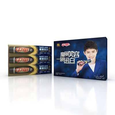 

Chinese toothpaste gold pure magic Li Xun white suit ice crystal double mint toothpaste 170g * 3 Liu Hao Ran gift box