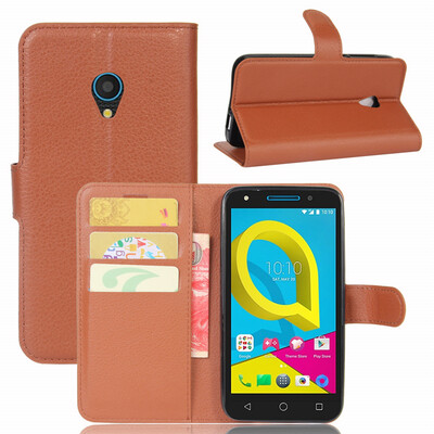 

GANGXUN Alcatel U5 Case High Quality PU Leather Flip Cover Kickstand Anti-shock Wallet Case for Alcatel U5