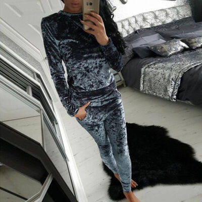

New winter fashion in Europe&America pleuche tailored trouser suit female tide
