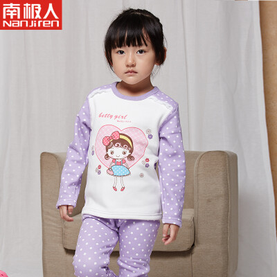 

Antarctic Nanjiren children underwear men&women autumn&winter warm underwear Qiuyi Qiutu suit sweet girl underwear suit - pink 150