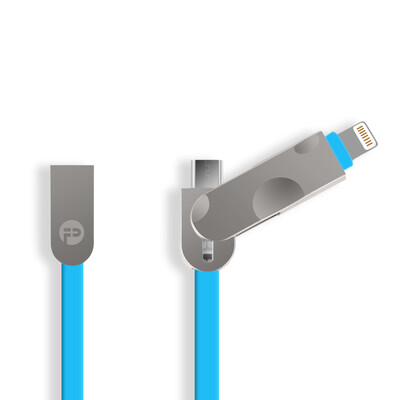 

Poran Poko PUC-07 Andrews Apple two-in-one data line Zinc alloy 1 meter Mobile phone charging line Power cord Blue