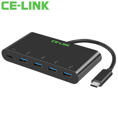 

CE-LINK 1683 Type-C to USB30 4-port hub expander with OTG function USB-C to HUB multi-port transponder with charging black