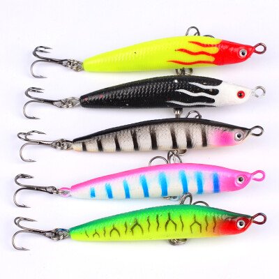 

1PC Soft Fishing Lures 7.5cm-2.95"/18.7g-0.66oz Soft Lead Bait 8# High Carbon Fish Hook 10 Colors Silicon Wobblers Fishing Tackle