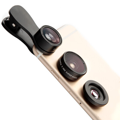 

Adventure FUNIPICA series F-516 mobile phone lens ultra-wide-angle fillet macro three-in-one set of Apple Huawei external camera cool black