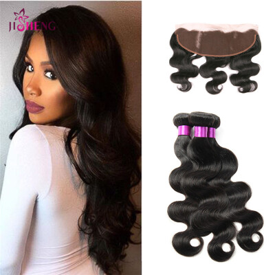 

8A Body Wave Human Hair Bundles With Closure Brazilian 3 bundles Human Hair With 134 Lace Frontal