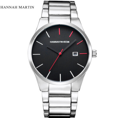 

HANNAH MARTIN Mens Watches Top Brand Luxury Business Quartz Watch Men Stainless Steel Watch Elegant Simple Clock