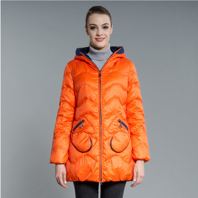 

Snow in the autumn&winter female hats hand pocket pants slim in the long section down jacket X1301066 new blue K639 165