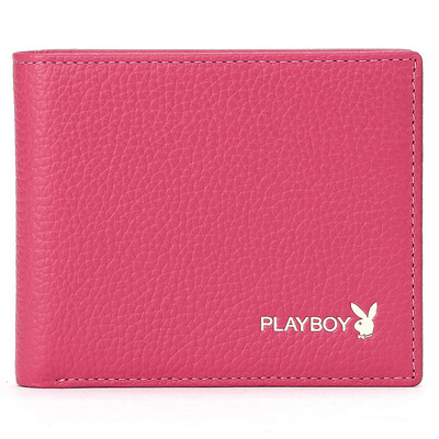 

Playboy playboy ladies wallet short fashion simple cross section purse multi-function driver card holder Korean version PAE1563-7R3 pink