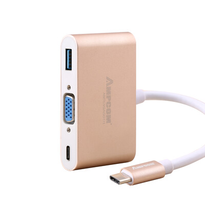 

Pukang (AMPCOM) Тип-С трансфицировали VGA + USB-концентратор-С 3.0 зарядки конвертер проса HD Macbook Air ноутбук проектор адаптер золотой сплав