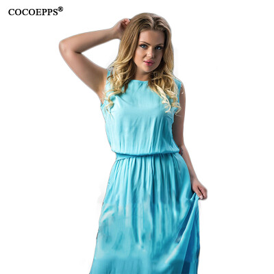 

COCOEPPS Women Large Size Long Dress 2017 Plus Size Ladies O Neck Sleeveless Tank Summer Maxi Dresses Vestidos Femininos