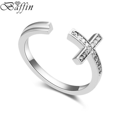 

BAFFIN Fashion Cross Open Rings Made With AAA Cubic Zircon For Women Bridal Wedding Jewelry