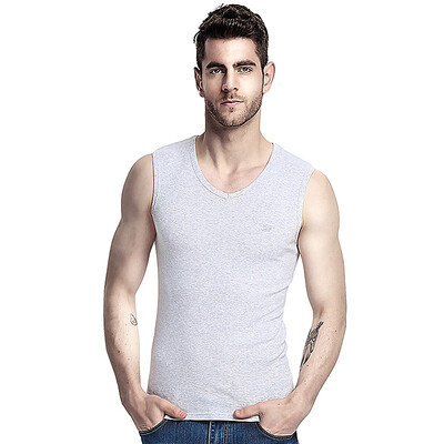 

CARTELO cotton men&39s vest thread stretch elastic Slim fashion V-neck men&39s embroidery chest baskets KDLBX003 gray XXXL