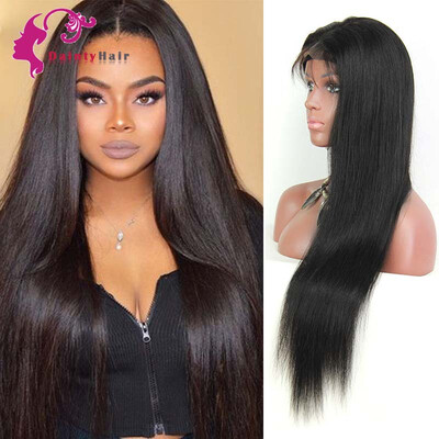 

100 Unprocessed Peruvian Virgin Human Hair Lace Front Wig Natural Straight With Baby Hair For Black Human