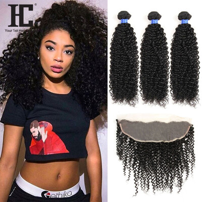 

Smoora Brazilian Hair Lace Frontal Closure with Bundles Brazilian Kinky Curly Virgin Hair with Frontal 8A Brazilian Curly Hair