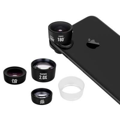 

MOMAX (MOMAX) CAM7D excellent mobile phone lens telephoto wide-angle macro fish eye four-in-one lens set black