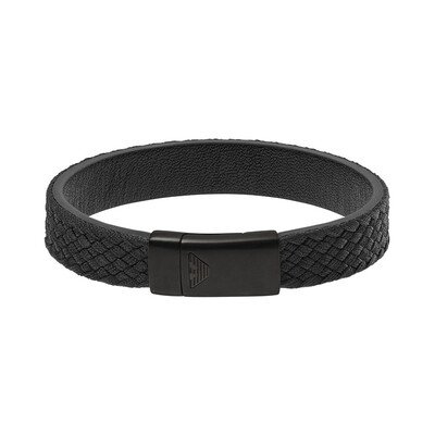 

Emporio Armani men's black leather bracelet EGS2395001