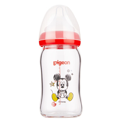 

Pigeon bottle AA138 Disney natural wide-bore glass painted baby bottle 160ml with SS pigeon pacifier Mickey baby - fashion