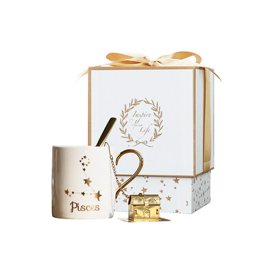 

Jingdong Supermarket Yizi home twelve constellations creative ceramic mug pisces coffee cup send girls boys girlfriends gift birthday gift set with spoon