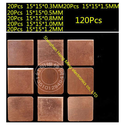 

120PCSSet 15mm x 15mm Thermal Conductive Pads Copper Mat for PC Repair GPU GBA CPU CHIP Memory IC