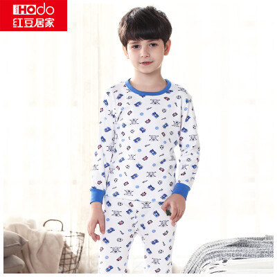 

Hodohome home children&39s underwear set boys&girls base section autumn clothes Qiuku pure cotton low round neck pajamas suit rose red 13070