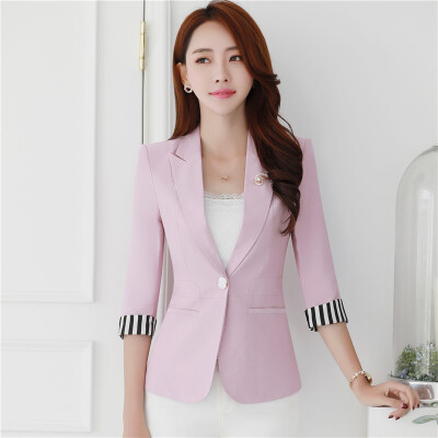 

Blazer female 34 sleeve plus size work wear slim formal single button blazer 2017 new arrival