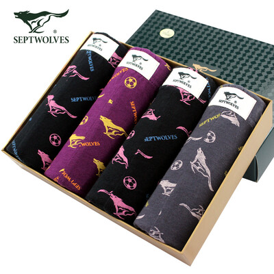 

SEPTWOLVES 95012-4 Mens Underwear Cotton Waistline Breathable Sports Boxer Shorts XXL 4pcs