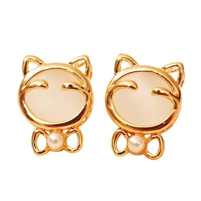 

Yoursfs Opal Cat-Kitten Shaped Stud Earrings Tiny Pink Kitten Cat Earrings for Women Pendientes Mujer