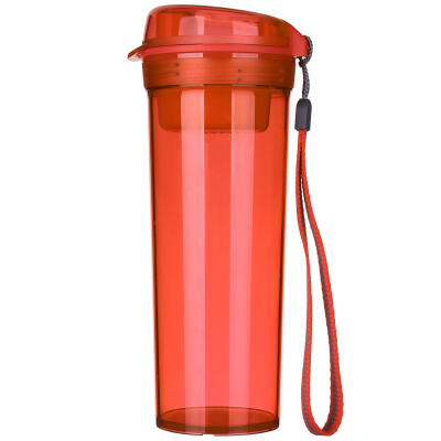 

[Jingdong Supermarket] Tupperware (Tupperware) crystal color tea rhyme heart plastic with tea leakage student movement leak-proof portable water cup with carry rope 400ml pomegranate red