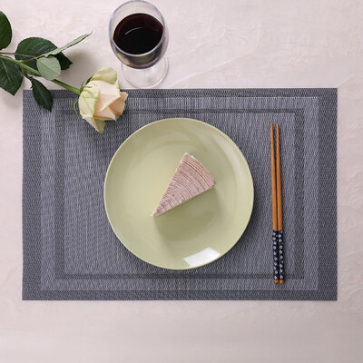 

Po You Ni kitchen mats PVC insulation mats non-slip table mats restaurant anti-hot Western mats put tableware mat 4 pieces double box pattern DQ9034-3